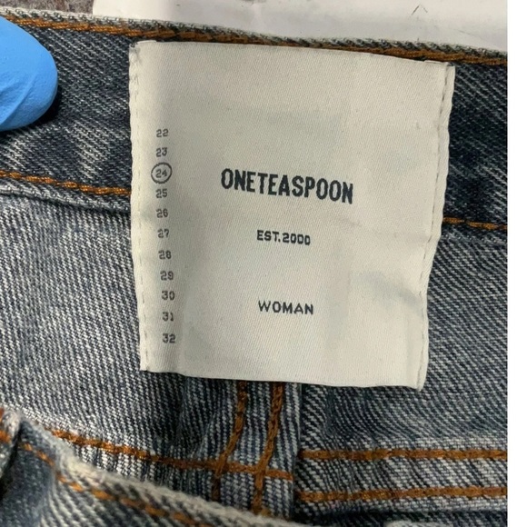 NWT One Teaspoon Memphis Truckers distressed denim jean shorts dark gray/black - Picture 3 of 6